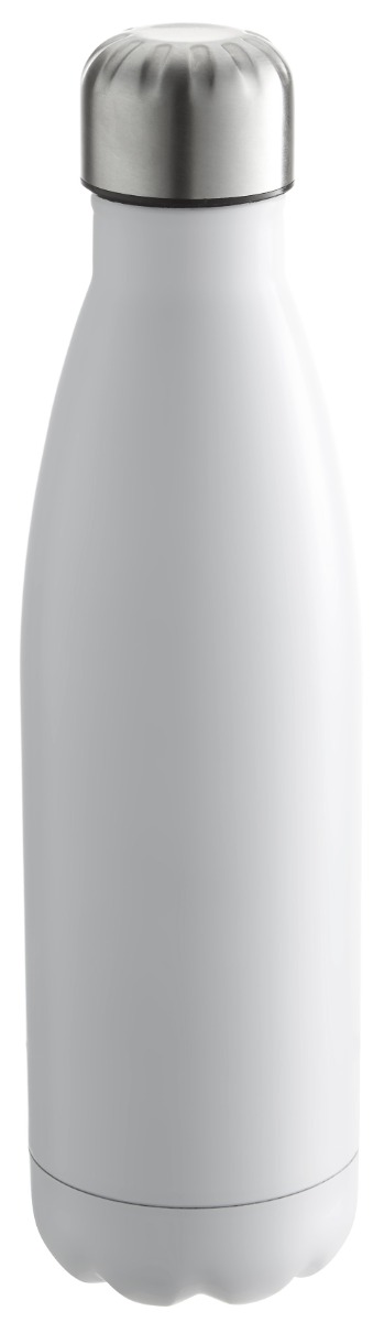 Vakuumflasche in mattweiss aus Edelstahl 0,5 L mit Schraubverschluss.