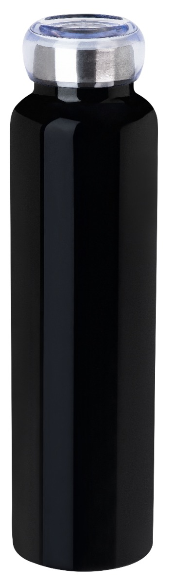 Vakuumflasche abgerundet und in glänzendem Schwarz 750 ML mit Schraubverschluss.