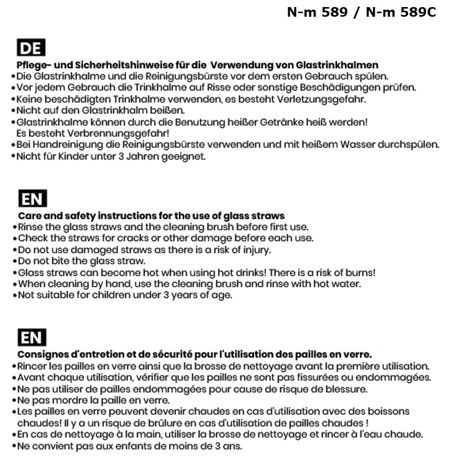 Sicherheitshinweise für das Glashalme-Set.