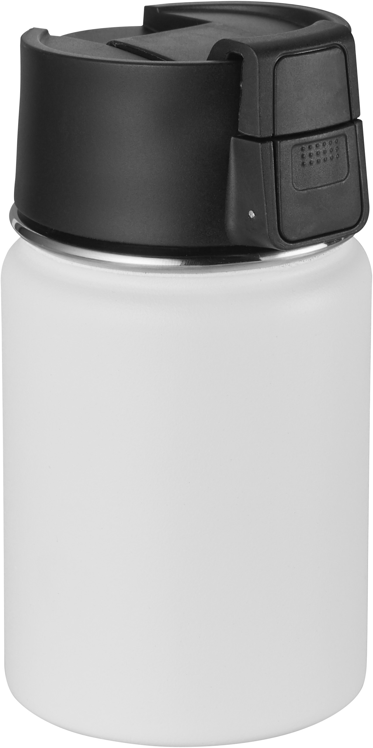Kaffeebecher to go in weiss aus doppelwandigem Edelstahl mit Einhand Clickverschluss 350 ML.