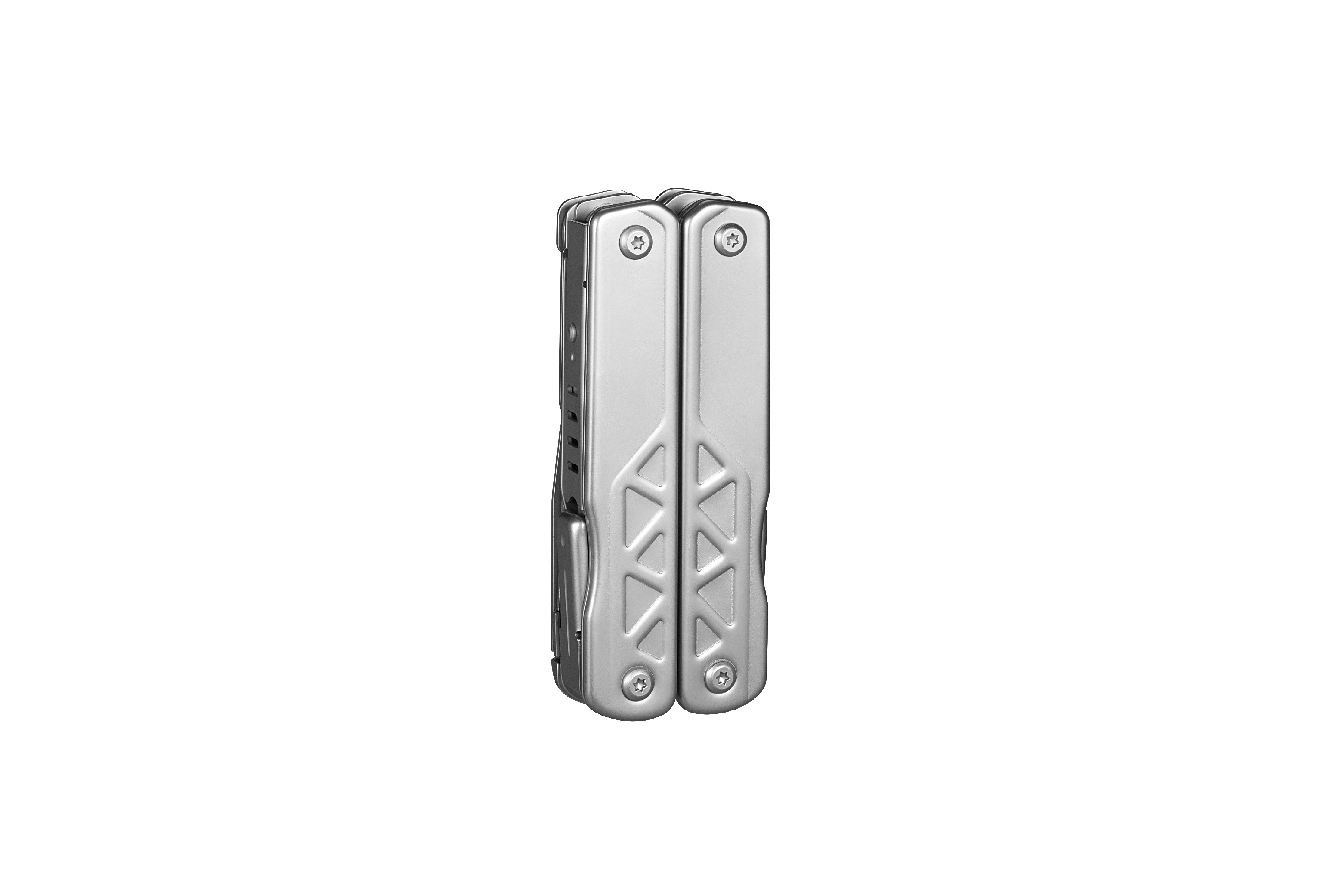 Multitool, das zusammengeklappt und mit der glatten Seite dargestellt ist.
