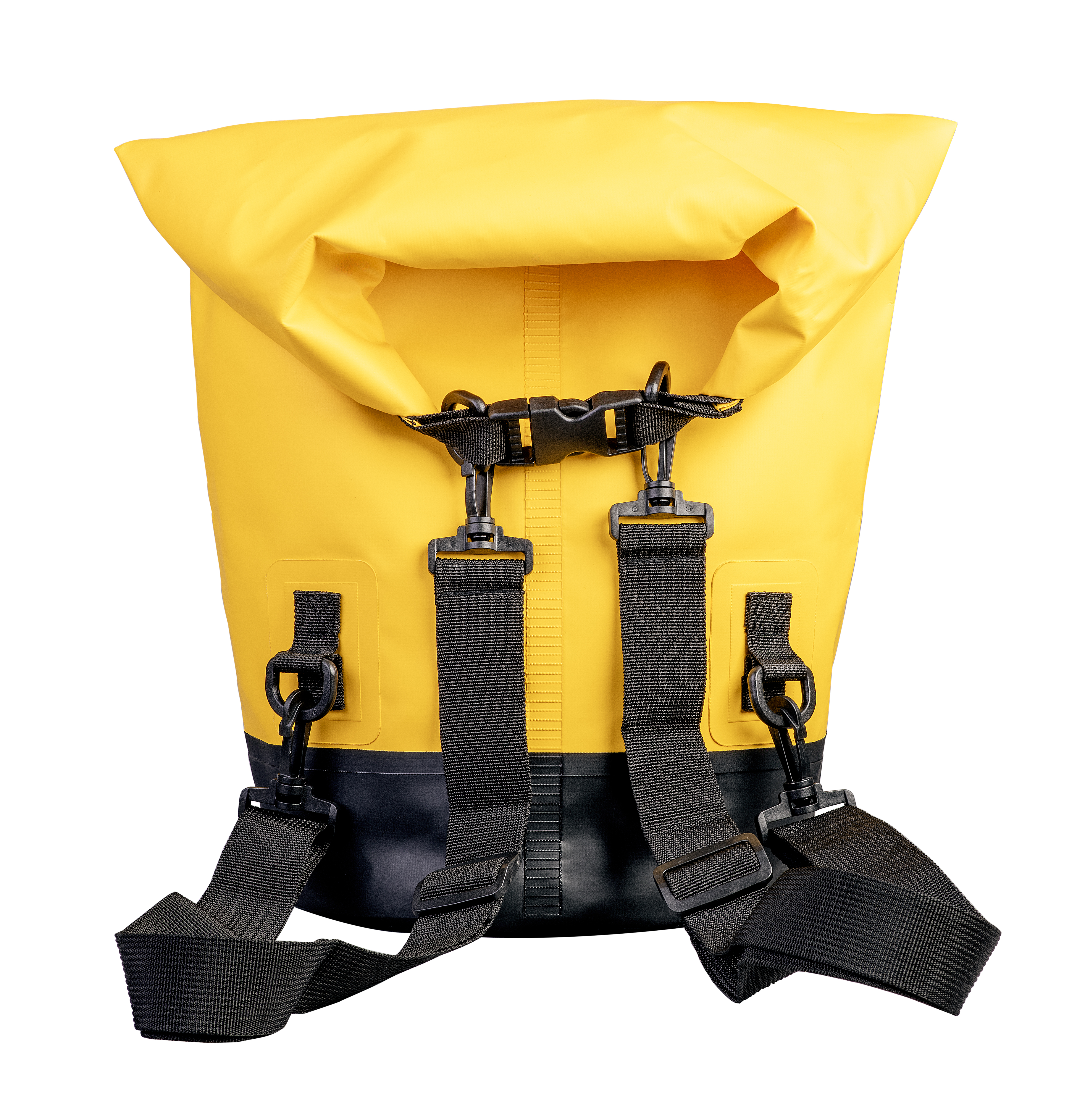 Safepack gelb  20 L wasserdicht aus PVC-Plane mit Rucksackriemen, Reflektor und wasserdichtem Reißverschlussfach