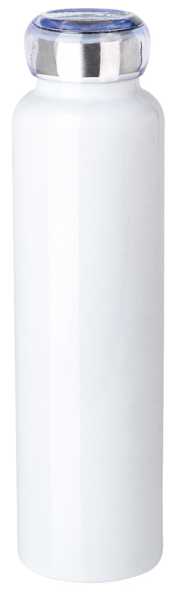 Vakuumflasche abgerundet und in glänzendem Weiss, 750 ML mit Schraubverschluss.