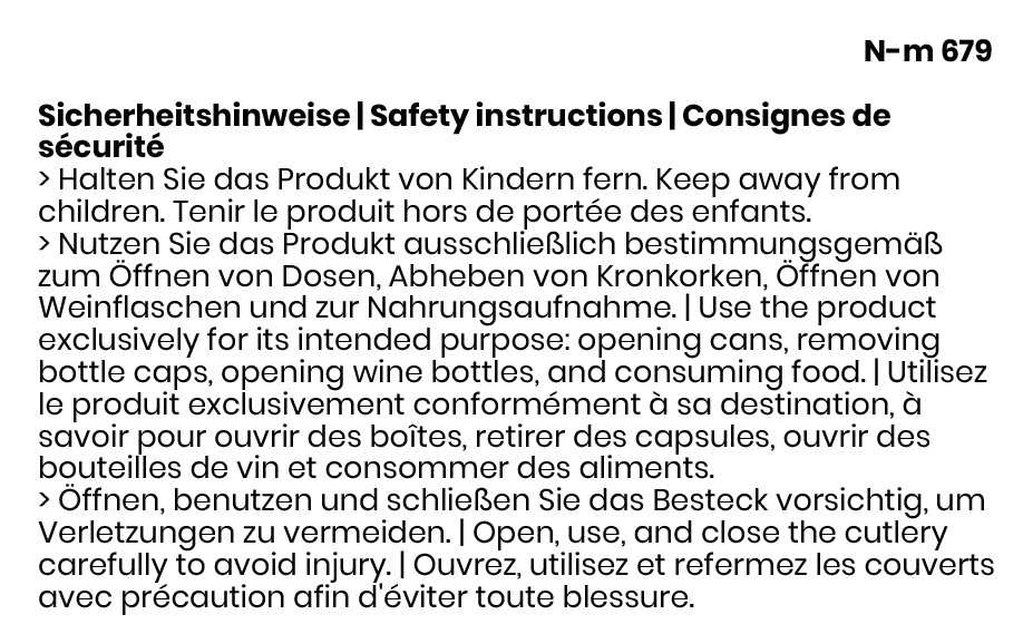 Sicherheitshinweise für das Outdoorbesteck-Set aus Edelstahl.