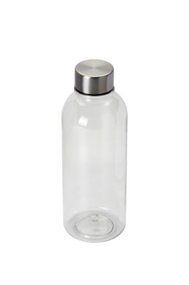 Klare Trinkflasche aus recyceltem PET, 600 ML, mit Schraubdeckel und großer Trinköffnung.