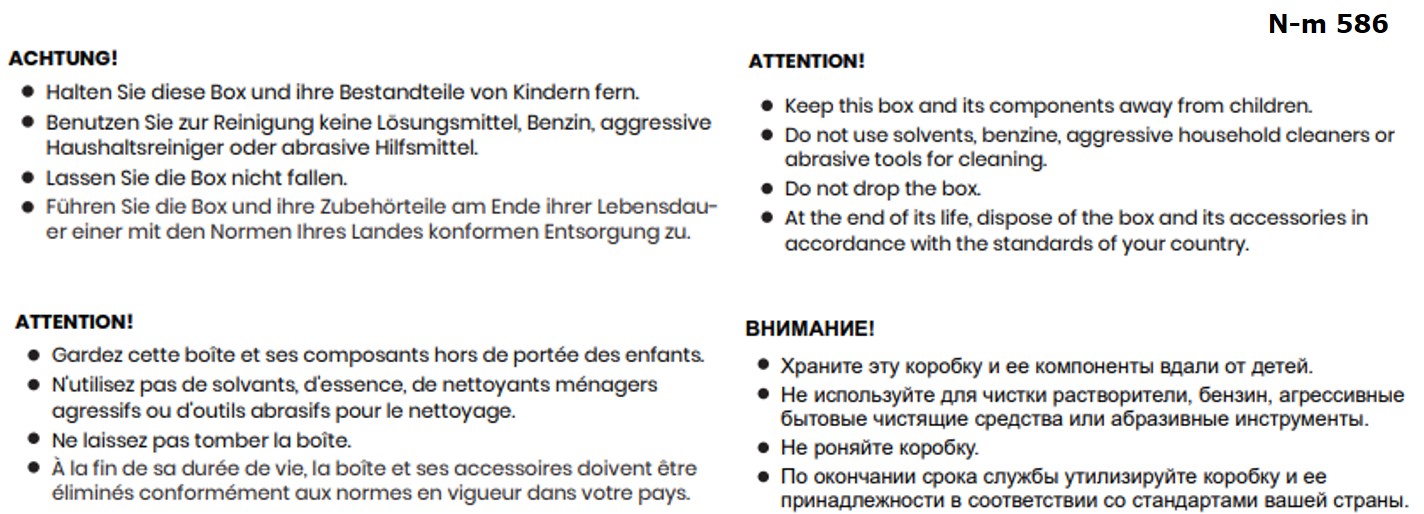 Sicherheitshinweise für die Aufbewahrungsbox in small.