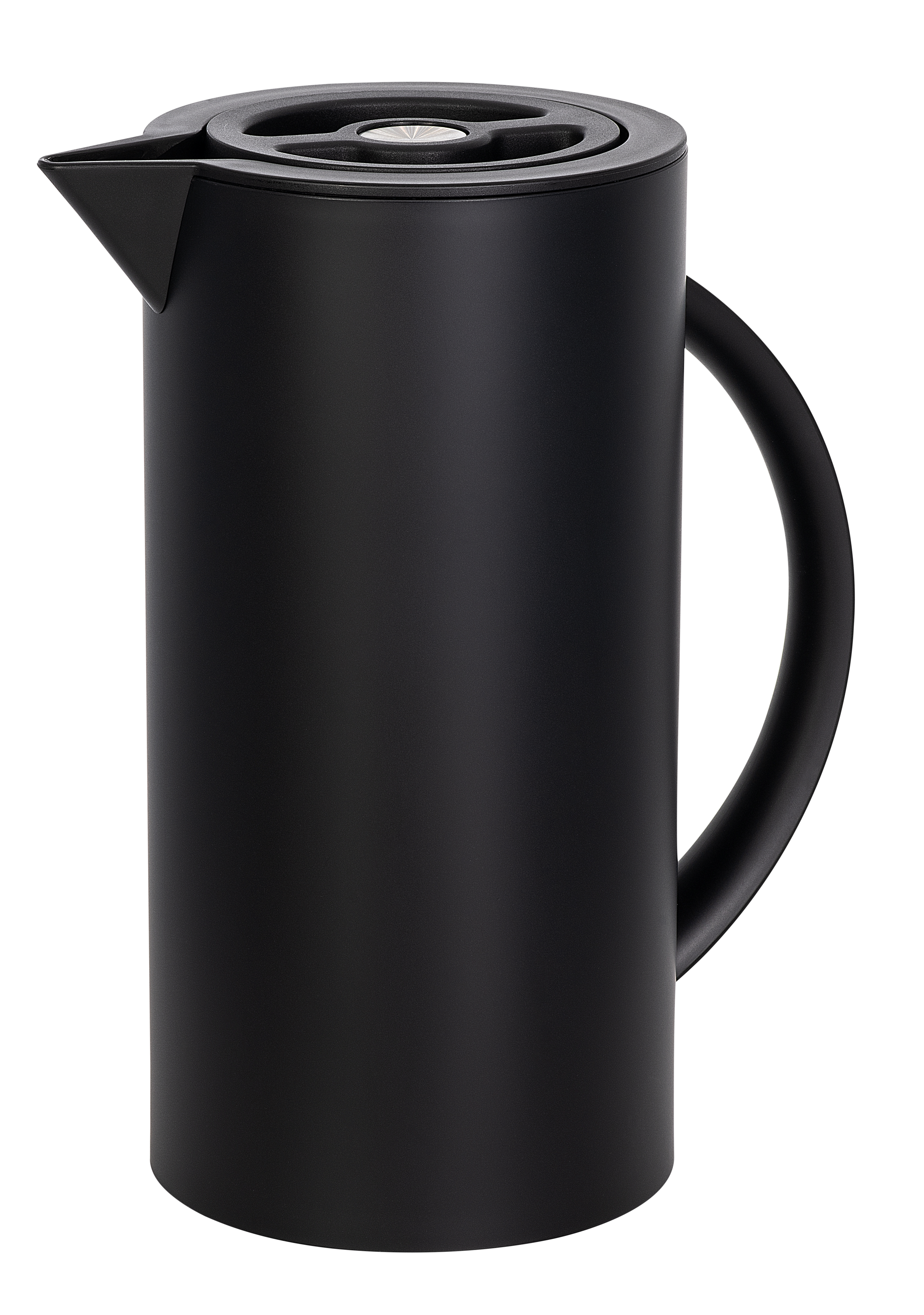 Schwarze Isolierkanne 1L mit Glaskolben.