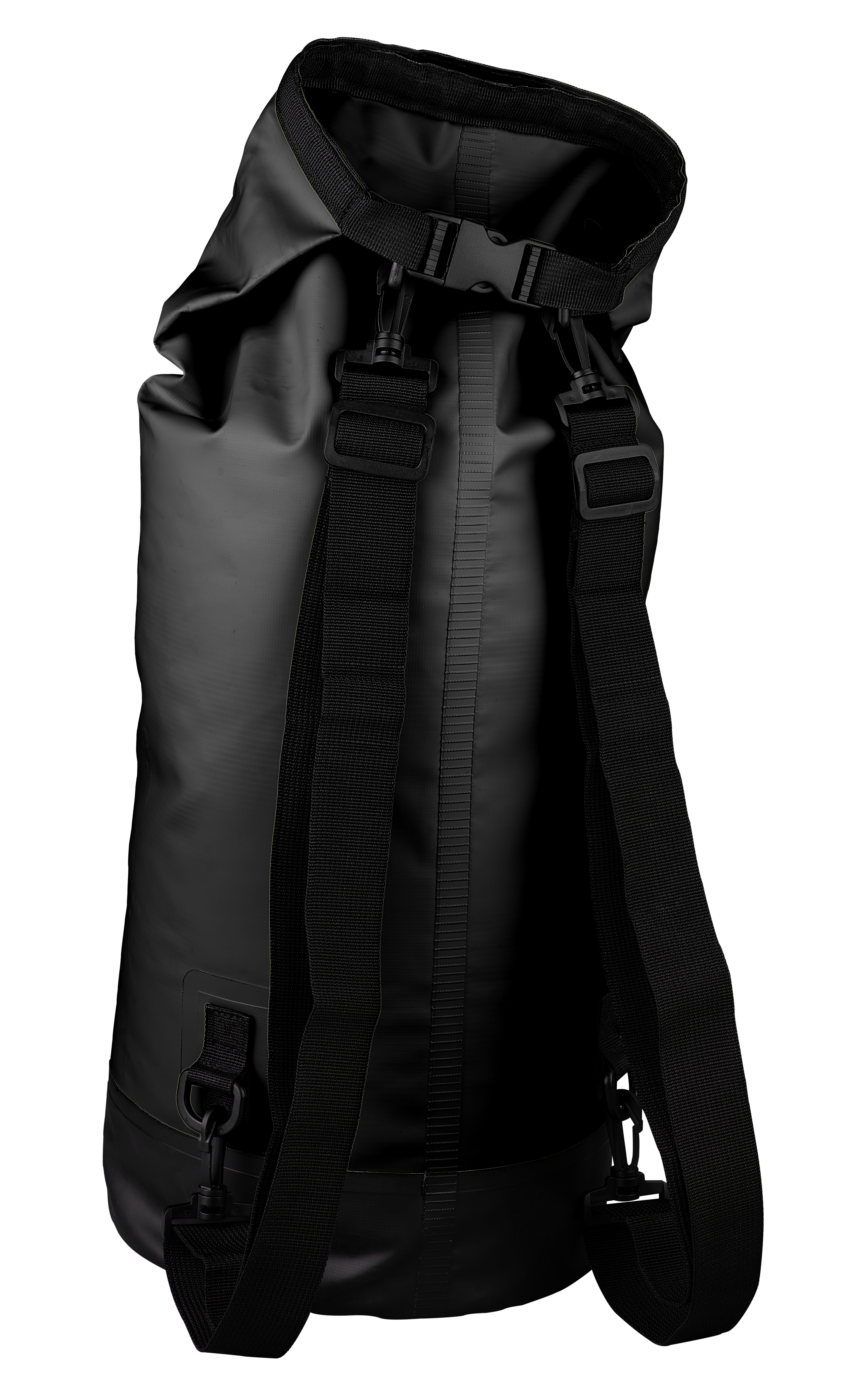 Safepack schwarz 20 L wasserdicht aus PVC-Plane mit Rucksackriemen, Reflektor und wasserdichtem Reißverschlussfach