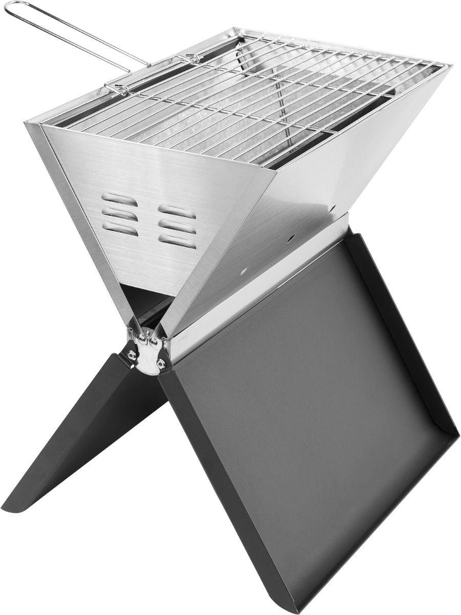 Klappbarer Grill aus Edelstahl.