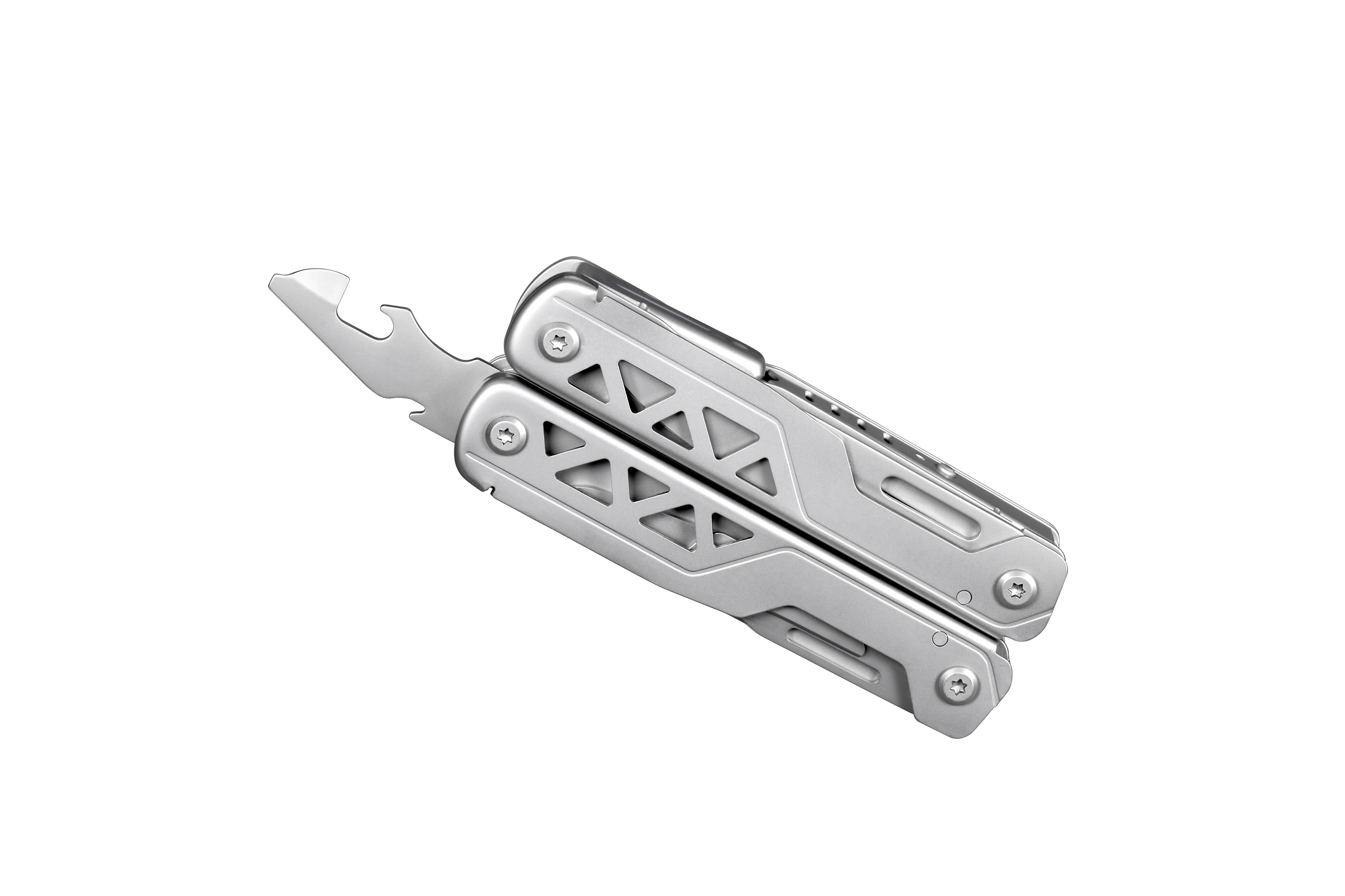 Multitool, das mit dem Dosenöffner dargestellt ist.